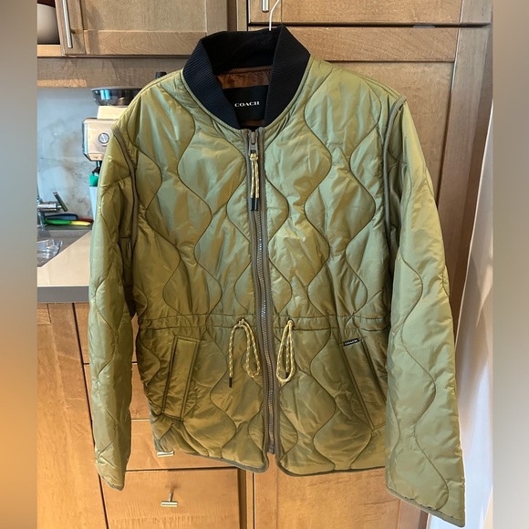 Coach Olive Green Quilted Jacket. Size large. Paid $890 including tax - Picture 2 of 8